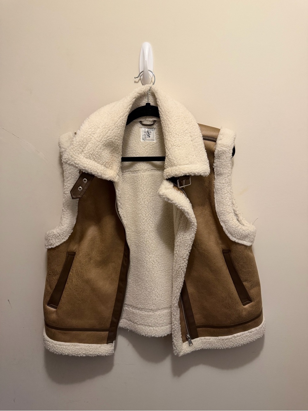 Altar'd State Cream Faux Shearling Lined Jacket